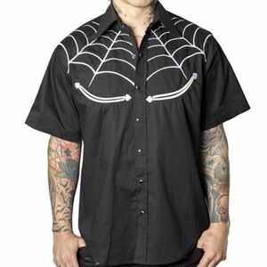 Keepsville SPIDERWEB WHITE WESTERN SHIRT small